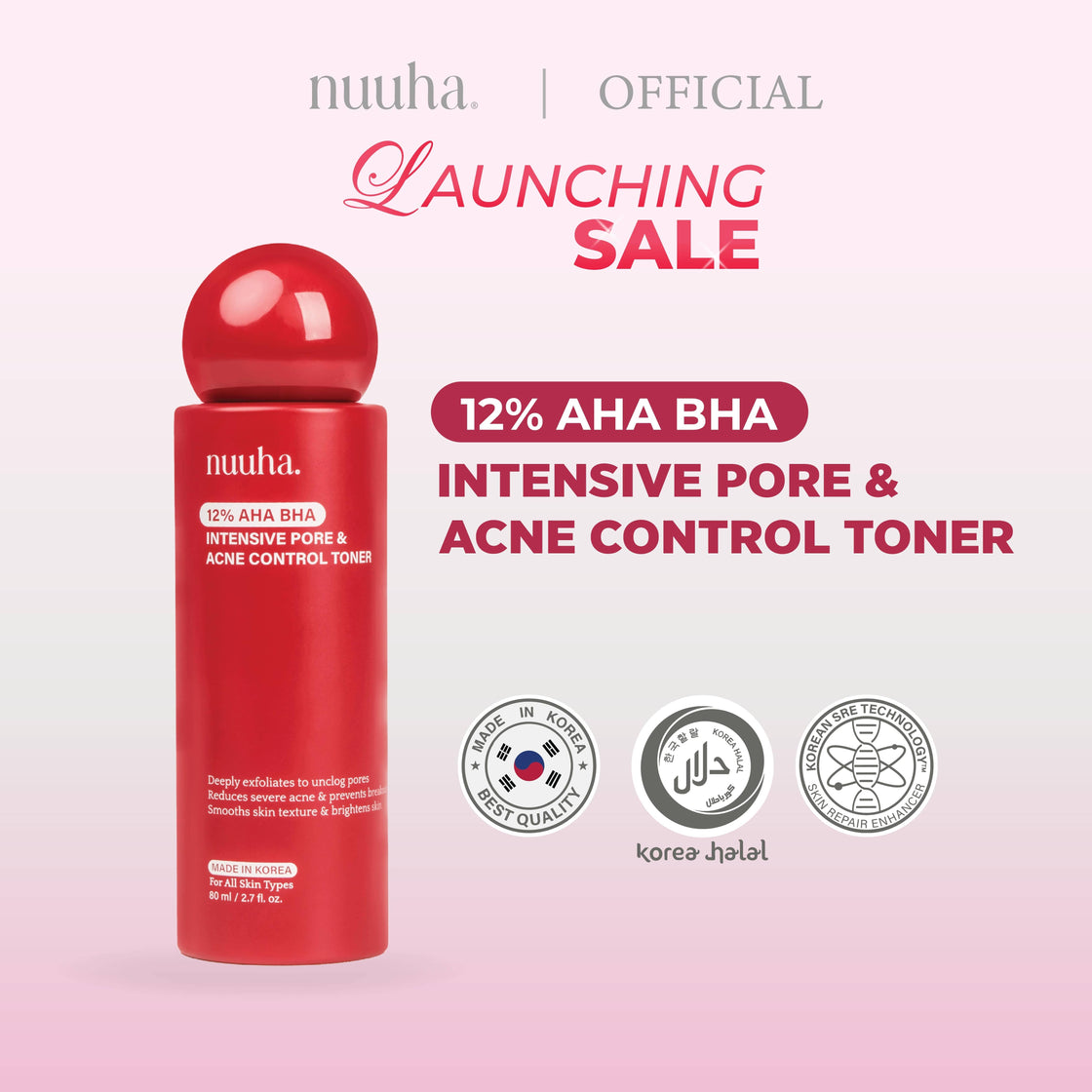 Nuuha Beauty 12% AHA BHA Intensive Pore & Acne Control Toner
