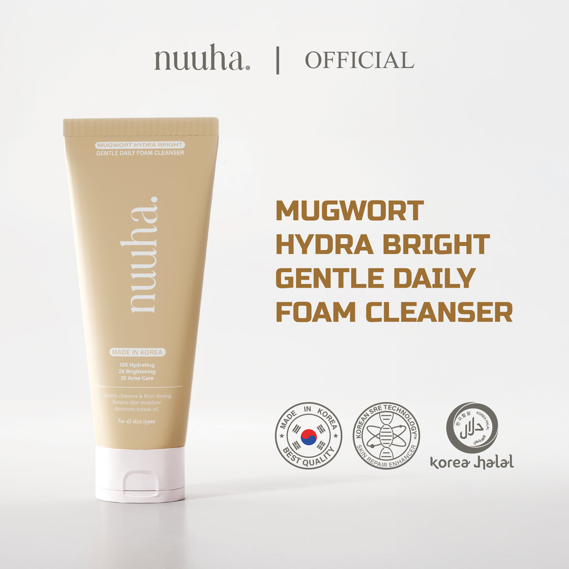 Nuuha Beauty Mugwort Hydra Bright Gentle Daily Foam Cleanser