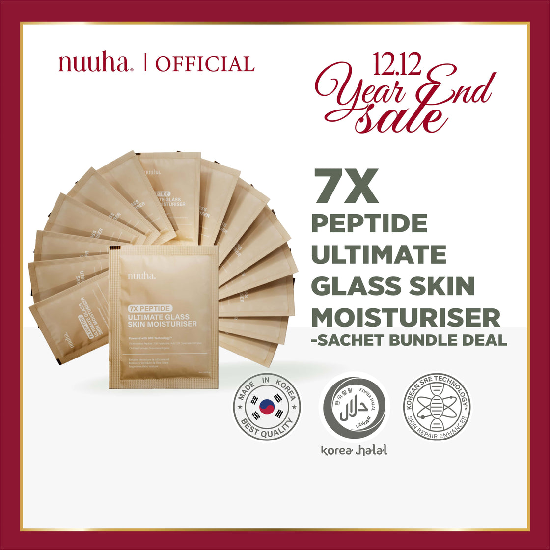 Nuuha Beauty Moisturizer Sachet Bundle Deal - 7X Peptide Ultimate Glass Skin Moisturiser (15 PIECES)