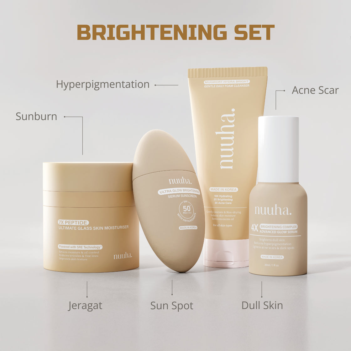 Nuuha Beauty Full Set - Brightening & Acne Relief Set/Brightening Set/Acne Relief Set