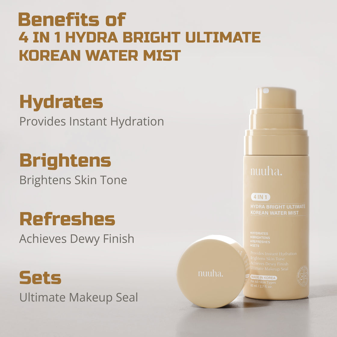 Nuuha Beauty 4 in 1 Bright Ultimate Korean Water Mist