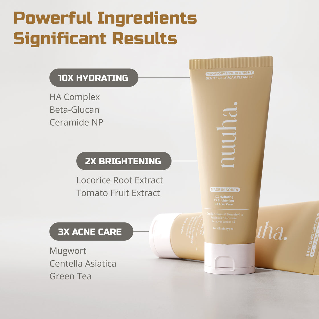 Nuuha Beauty Mugwort Hydra Bright Gentle Daily Foam Cleanser