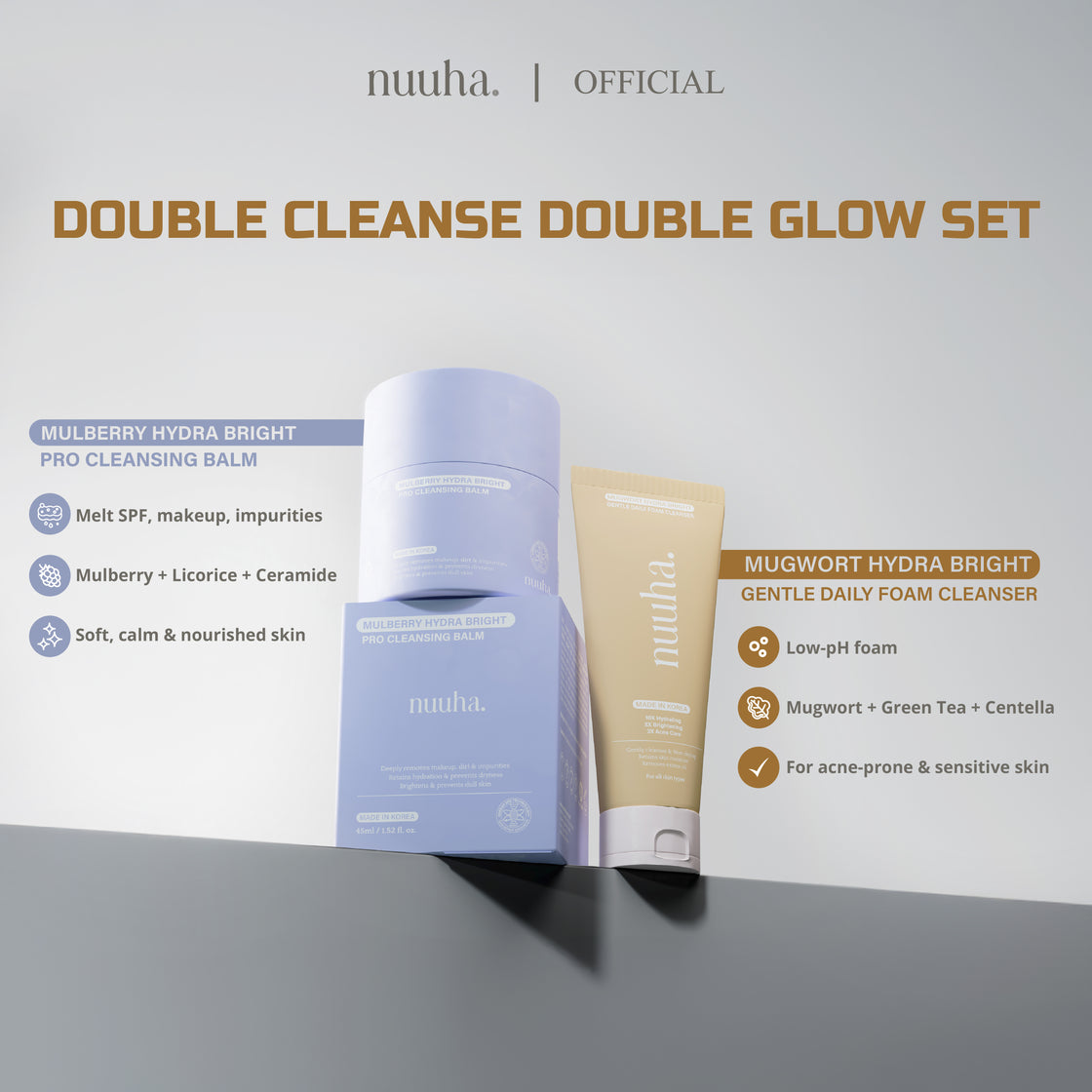 NUUHA BEAUTY Double Cleanse Double Glow Set