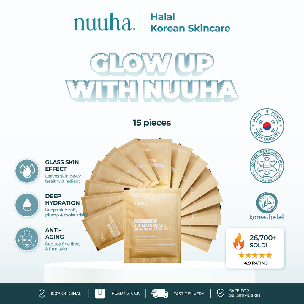 Nuuha Beauty Moisturizer Sachet Bundle Deal - 7X Peptide Ultimate Glass Skin Moisturiser (15 PIECES)