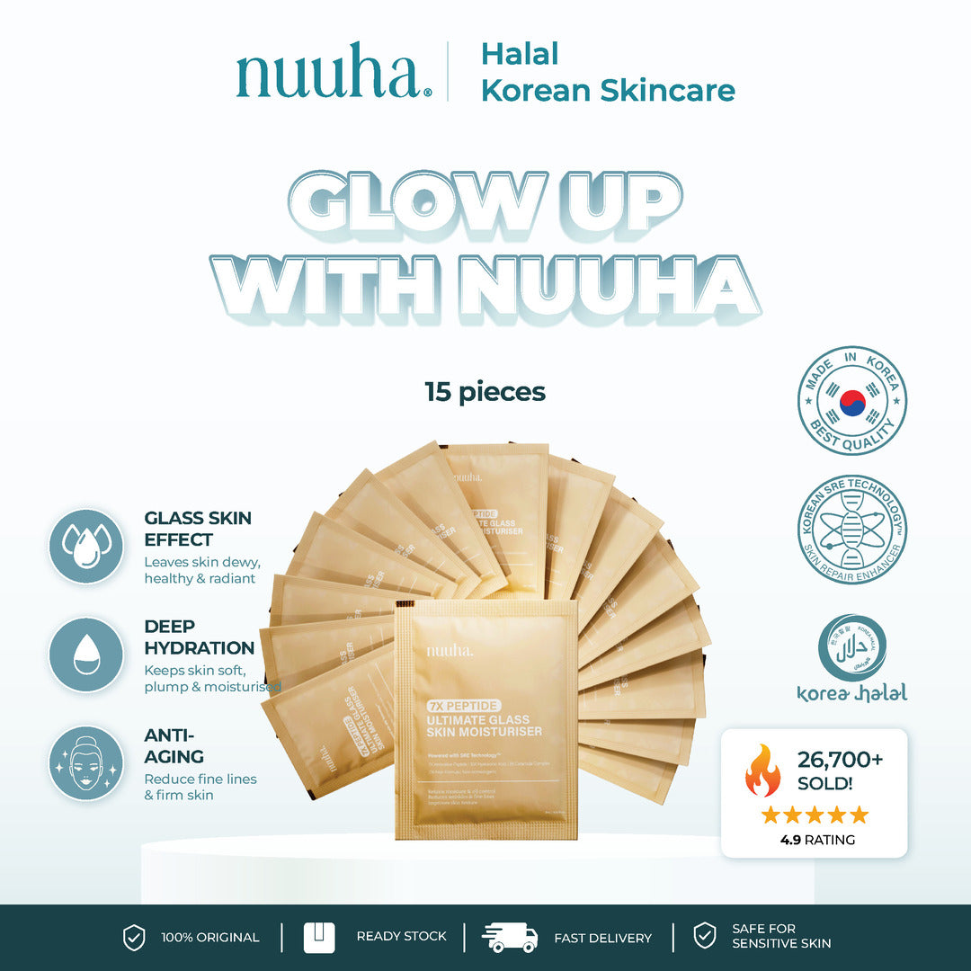 Nuuha Beauty Moisturizer Sachet Bundle Deal - 7X Peptide Ultimate Glass Skin Moisturiser (15 PIECES)