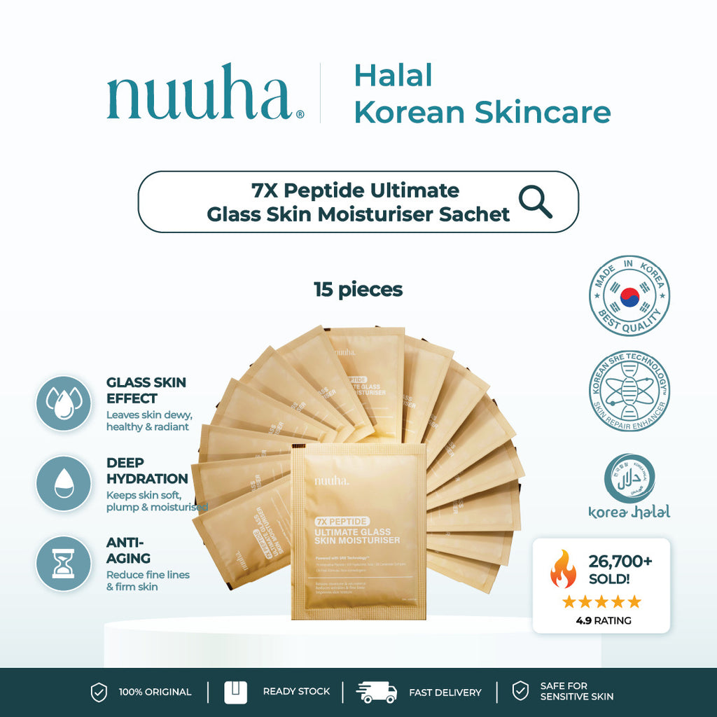 Nuuha Beauty Moisturizer Sachet Bundle Deal - 7X Peptide Ultimate Glass Skin Moisturiser (15 PIECES)
