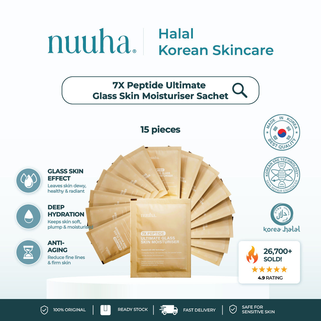 Nuuha Beauty Moisturizer Sachet Bundle Deal - 7X Peptide Ultimate Glass Skin Moisturiser (15 PIECES)