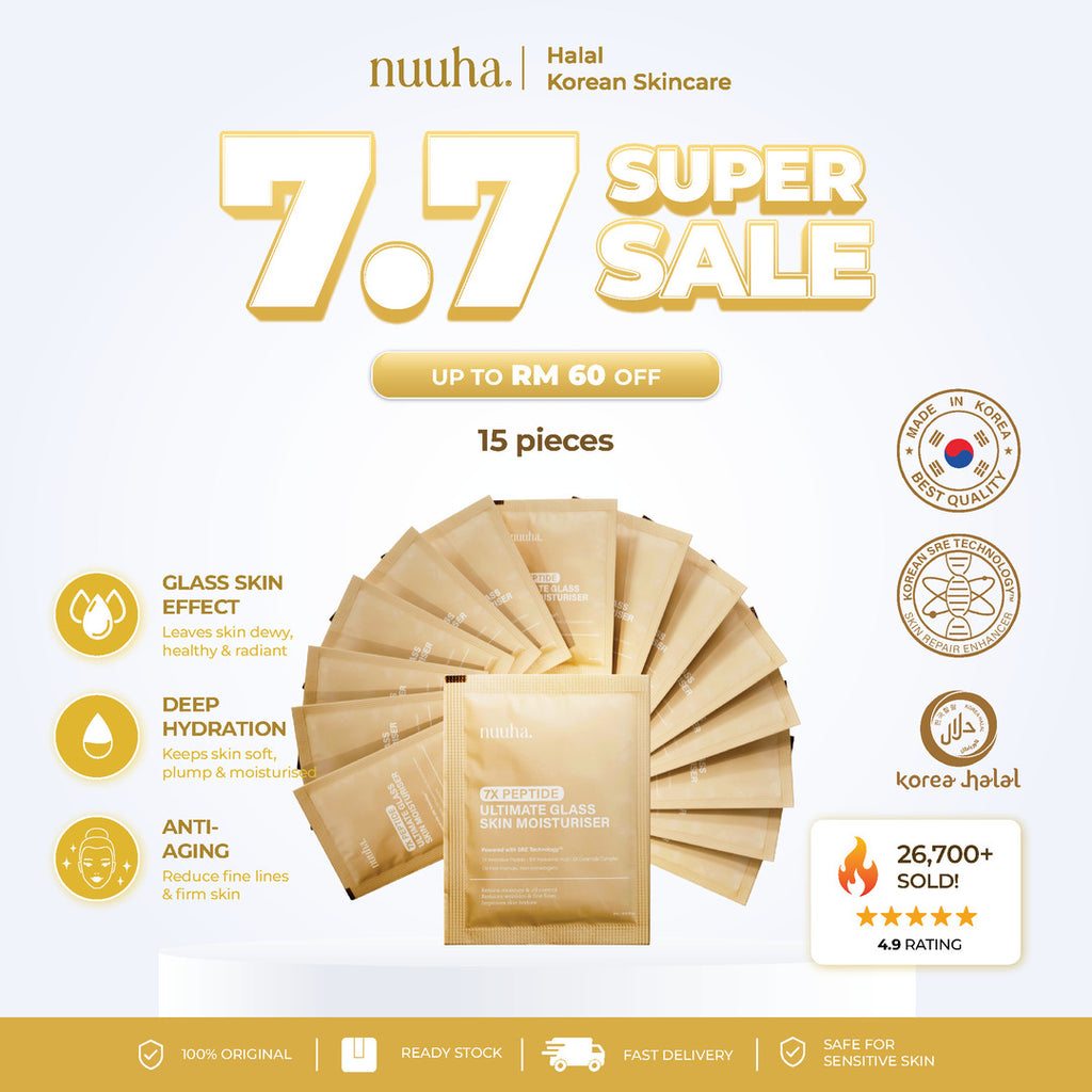 Nuuha Beauty Moisturizer Sachet Bundle Deal - 7X Peptide Ultimate Glass Skin Moisturiser (15 PIECES)